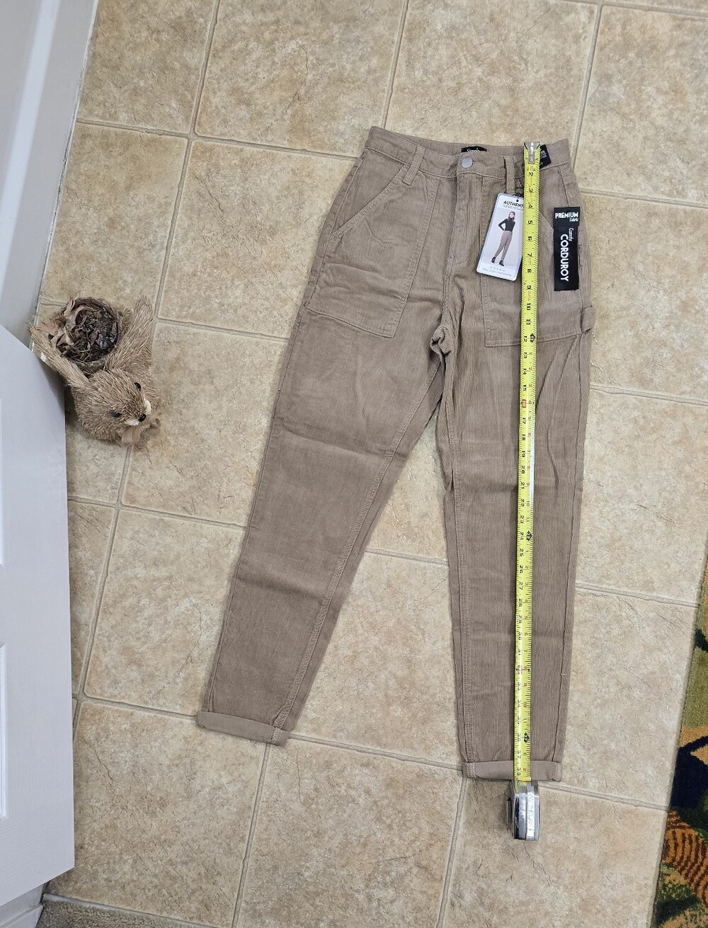 High-Rise Ankle Corduroy Jeans in Taupe by Reserved